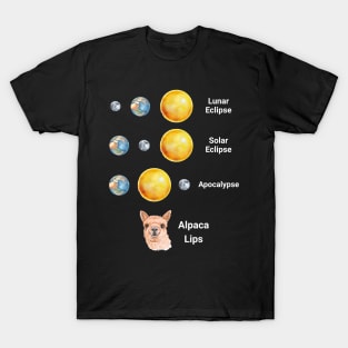 Solar Eclipse 2024 Lunar Apocalypse Alpaca Lips funny design T-Shirt